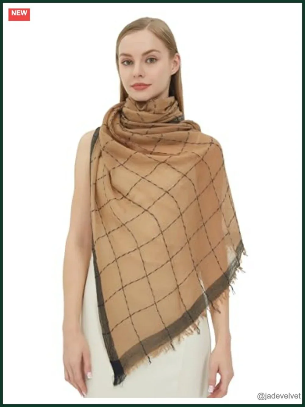 Fashion Scarf with Lurex Lightweight Shawl for Women Plaid Large Party Wrap